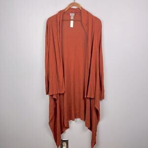 Chico’s size 0 (small) orange open front long line draping cardigan